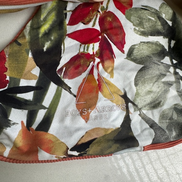Boys + Arrows orange & green Hawaiian floral ribbed top Bikini vacation pool M/L - Picture 16 of 17